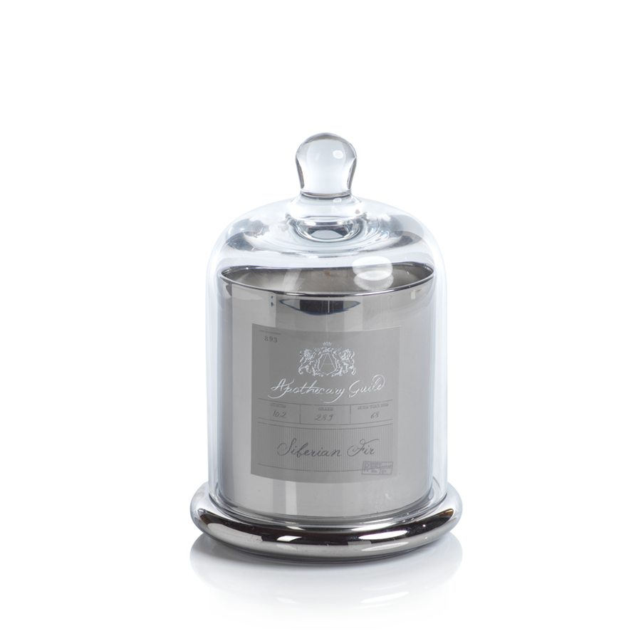 Apothecary Guild Siberian Fir Candle with Glass Dome in Silver