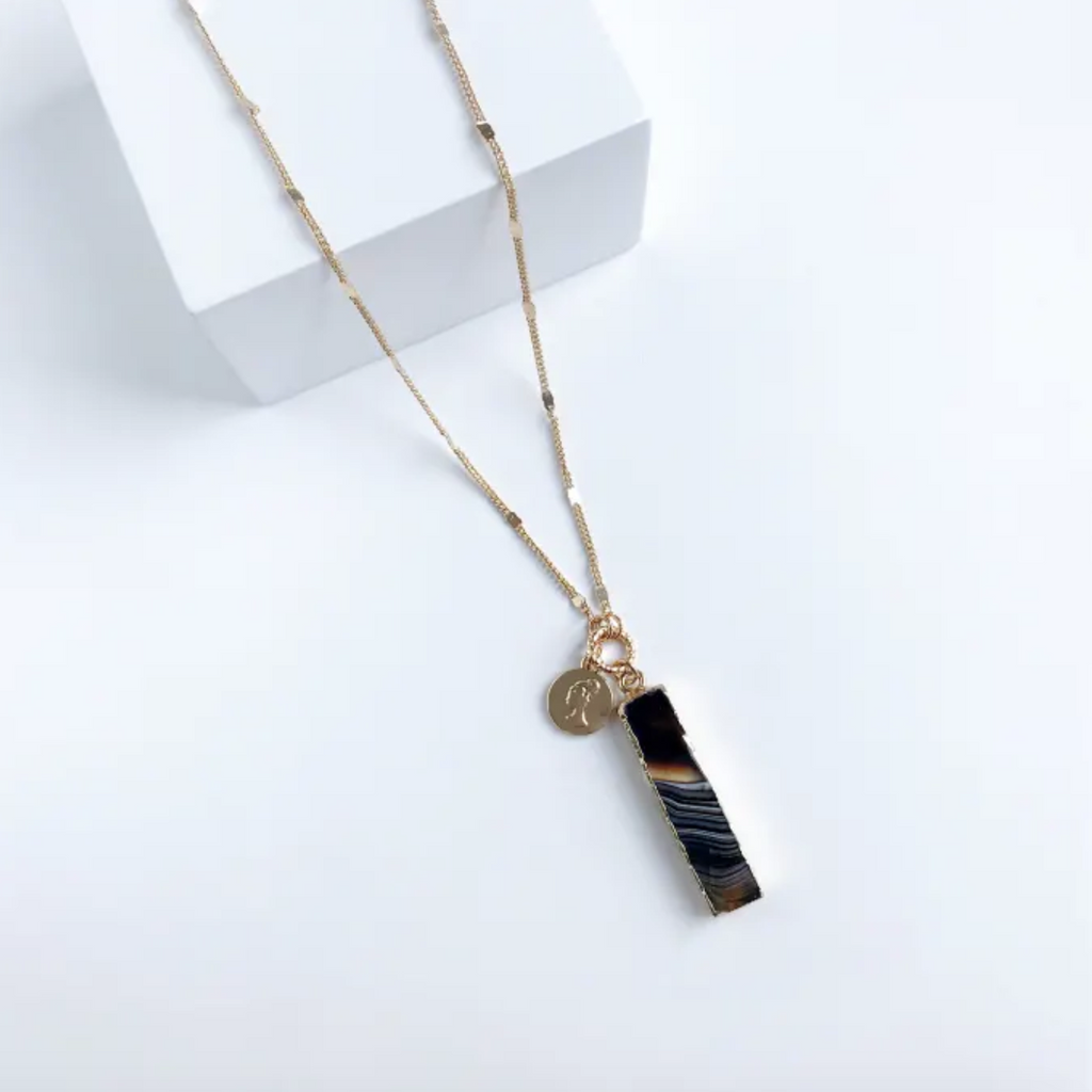 Farrah Black Agate Necklace
