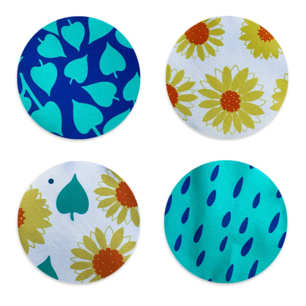 Sunflowers and Leaves Coaster Set