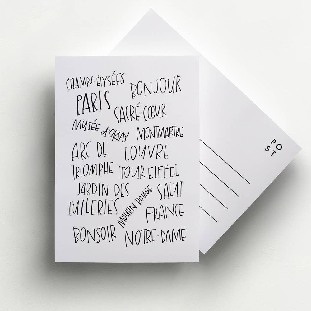 Annie Montgomery Design Lettered Paris Postcard