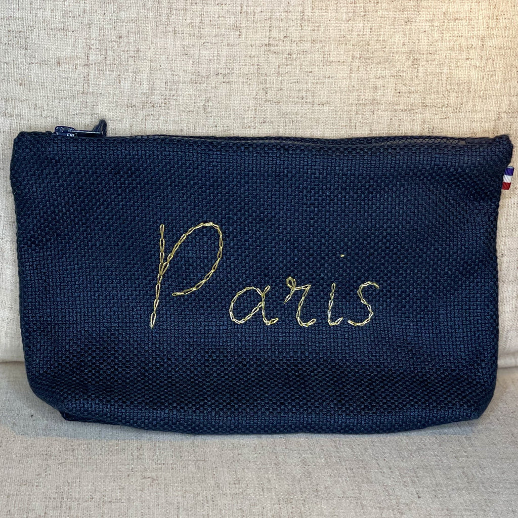 Linen Paris Cosmetic Pouch in Navy with Gold