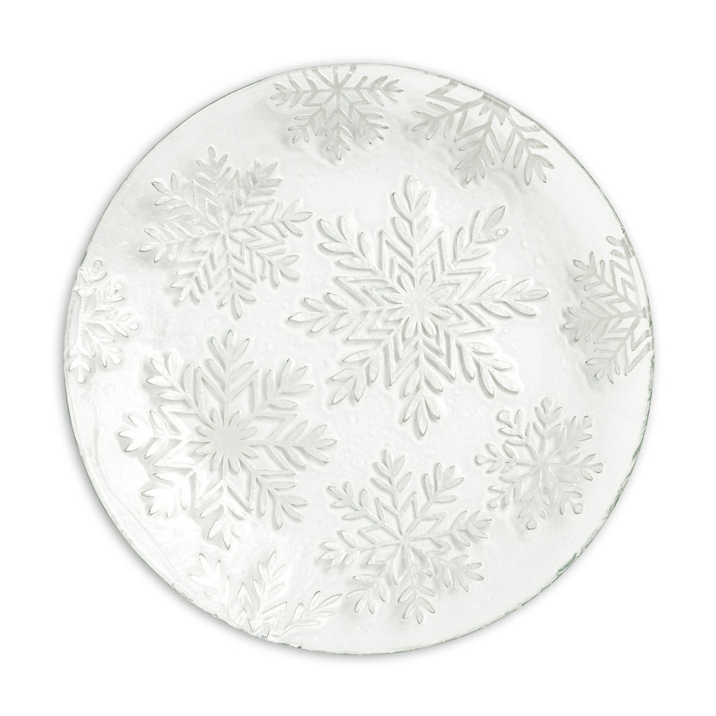 Demdaco Glass Snowflake Embossed Plate