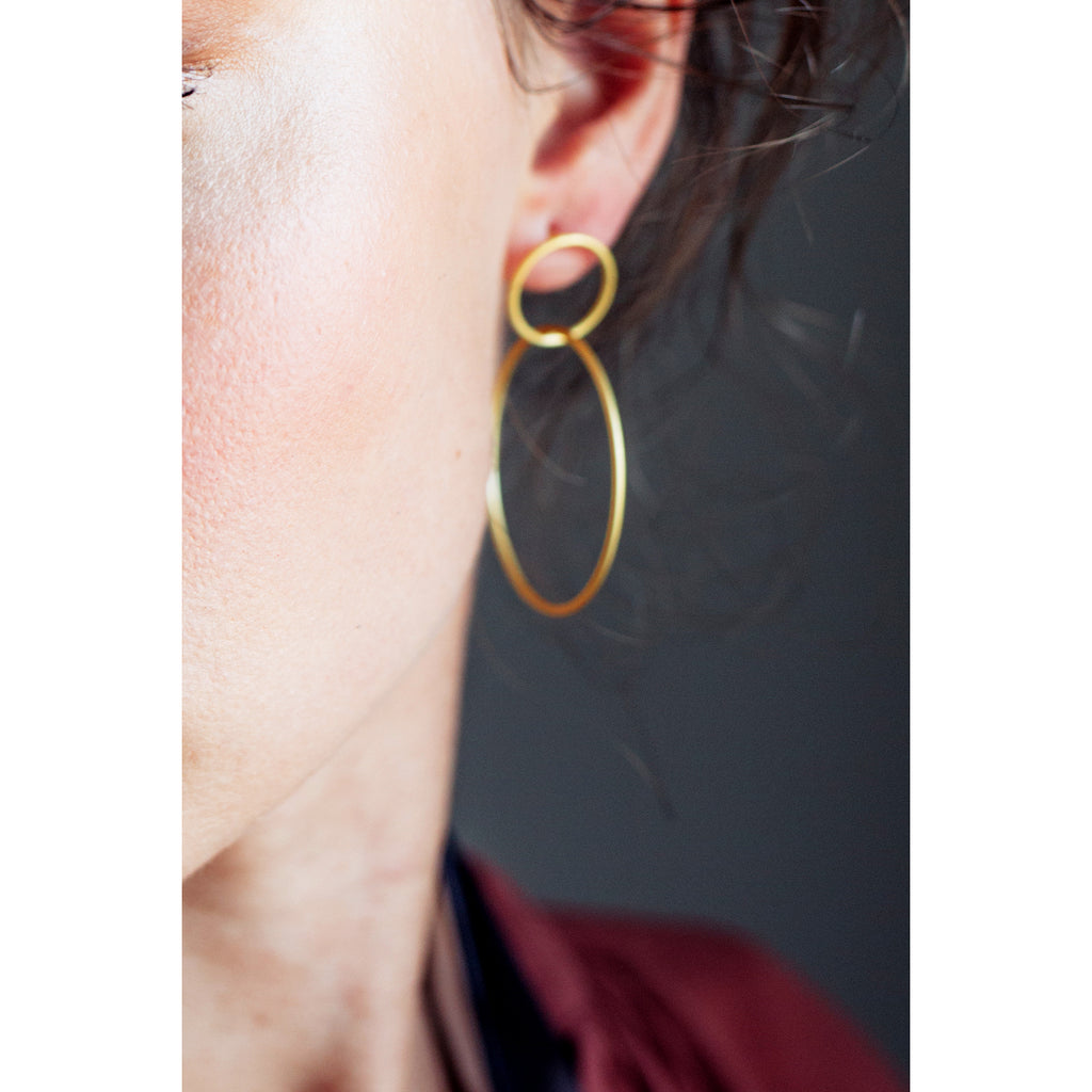 Essential Double Hoop Matte Gold Earrings