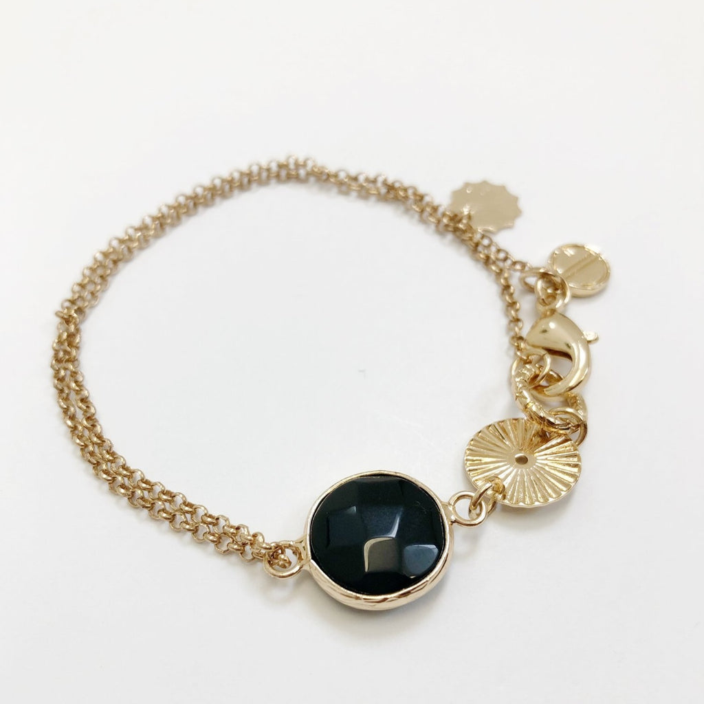 Gold Bracelet with Black Agate
