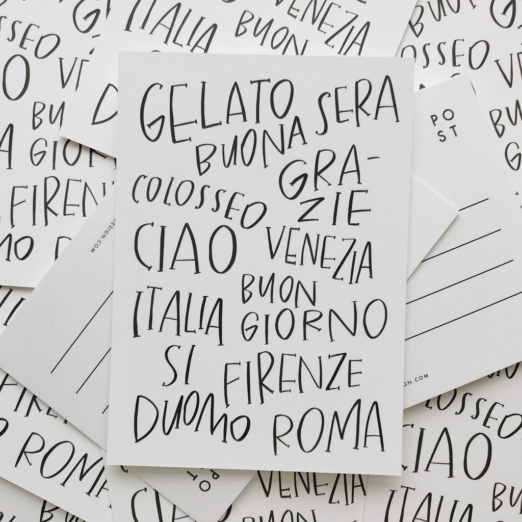 Annie Montgomery Design Lettered Italy Postcard