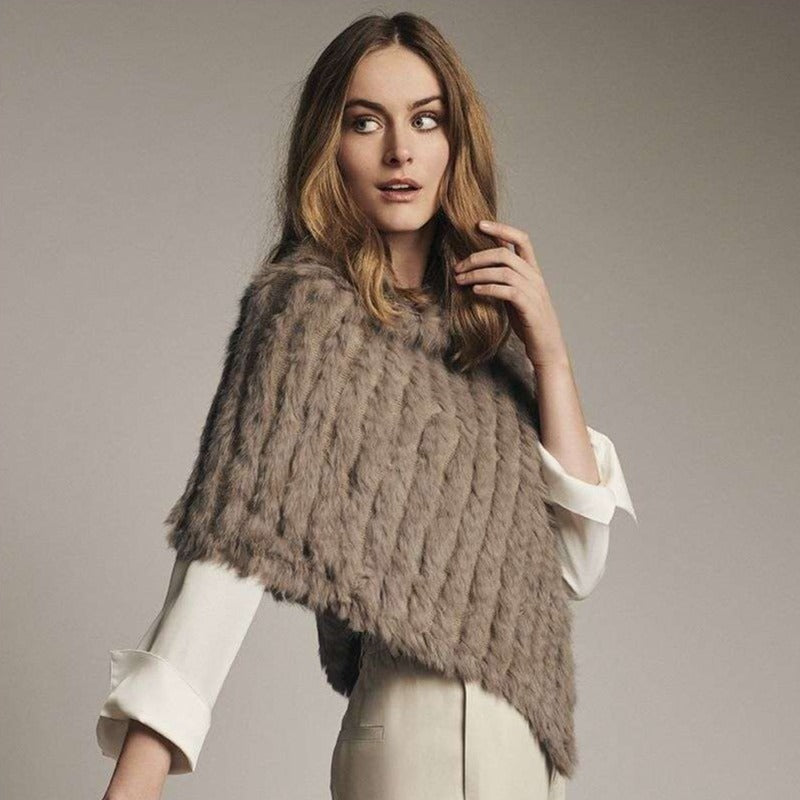 Molly Deluxe Fur Poncho | Taupe – Hill