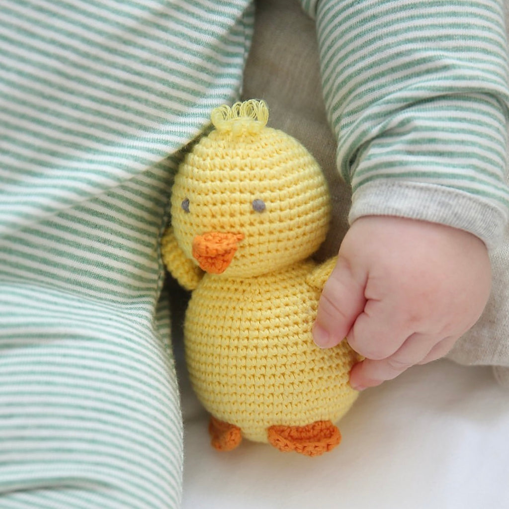 Albetta Crochet Charly Chick Rattle Toy in Yellow